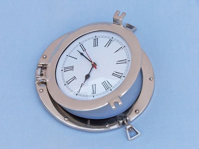 Chrome Decorative Ship Porthole Clock 12""