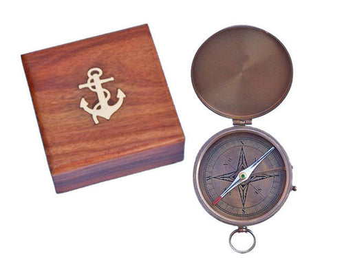 Antique Brass Gentlemen's Compass w/ Rosewood Box 4