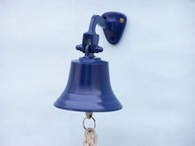 Load image into Gallery viewer, Solid Brass Hanging Ship&#39;s Bell 6&quot;&quot; - Blue Powder Coated