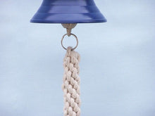 Load image into Gallery viewer, Solid Brass Hanging Ship&#39;s Bell 6&quot;&quot; - Blue Powder Coated
