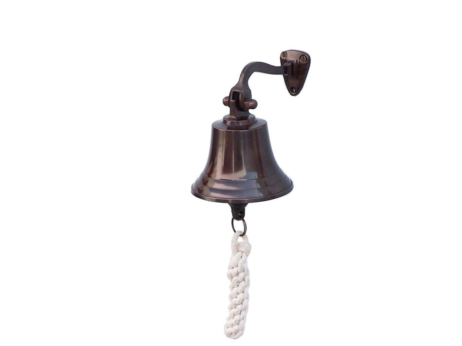 Antiqued Copper Hanging Ships Bell 6