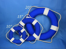 Load image into Gallery viewer, Vibrant Blue Decorative Lifering with White Bands 15&quot;&quot;