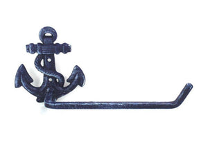 Rustic Dark Blue Cast Iron Starfish Bathroom Set of 3 - Large Bath Towel Holder and Towel Ring and Toilet Paper Holder