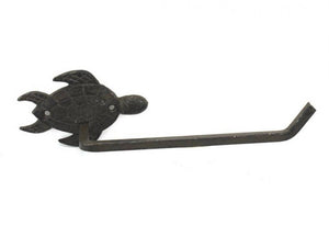 Cast Iron Sea Turtle Bathroom Set of 3 - Large Bath Towel Holder and Towel Ring and Toilet Paper Holder
