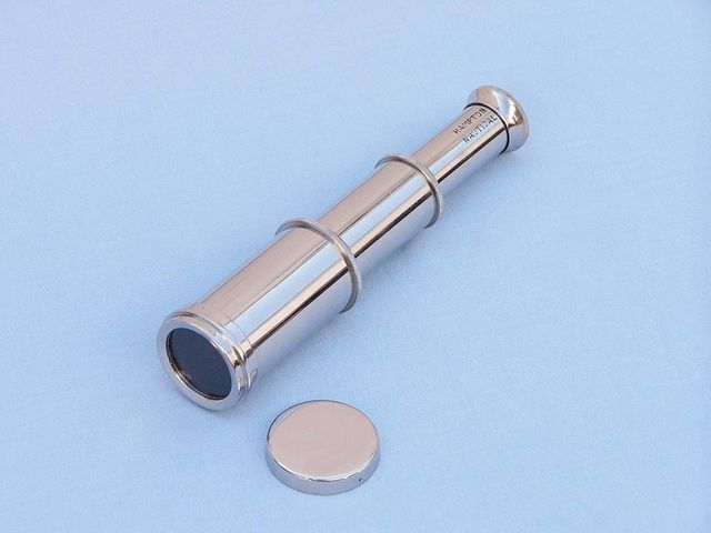 Deluxe Class Scout's Chrome Spyglass Telescope 7" with Black Rosewood Box