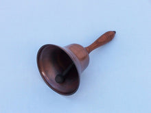 Load image into Gallery viewer, Antique Copper Hand Bell with Wood Handle 11&quot;