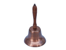 Load image into Gallery viewer, Antique Copper Hand Bell with Wood Handle 11&quot;