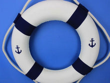 Load image into Gallery viewer, Classic White Decorative Anchor Lifering with Blue Bands 20