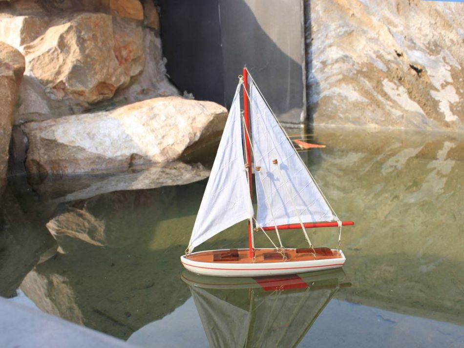 Wooden It Floats 12"" - Red Floating Sailboat Model