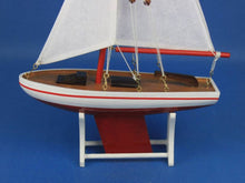 Load image into Gallery viewer, Wooden It Floats 12&quot;&quot; - Red Floating Sailboat Model