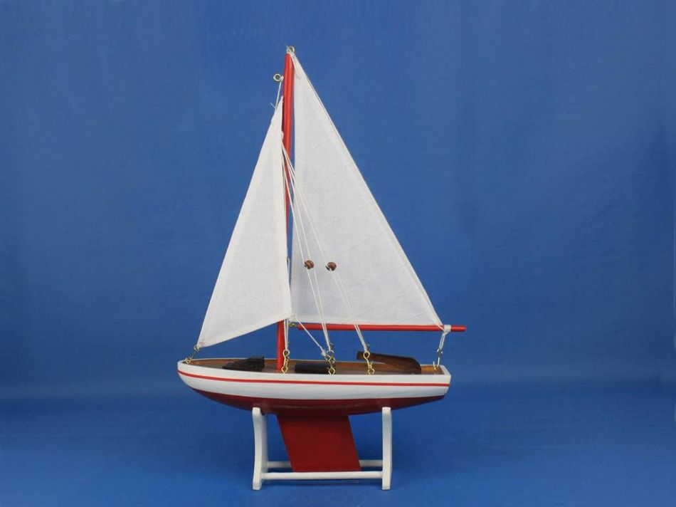 Wooden It Floats 12"" - Red Floating Sailboat Model