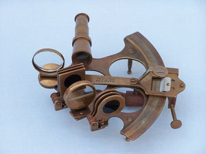 Captain's Antique Brass Sextant 8"" with Rosewood Box