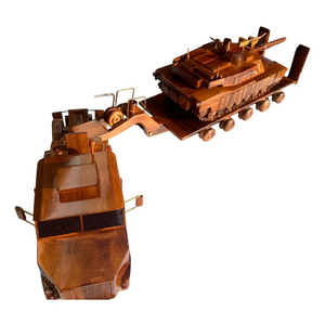 M1070 Combo with M1A1 tank Mahogany Wood Desktop Truck combo Model