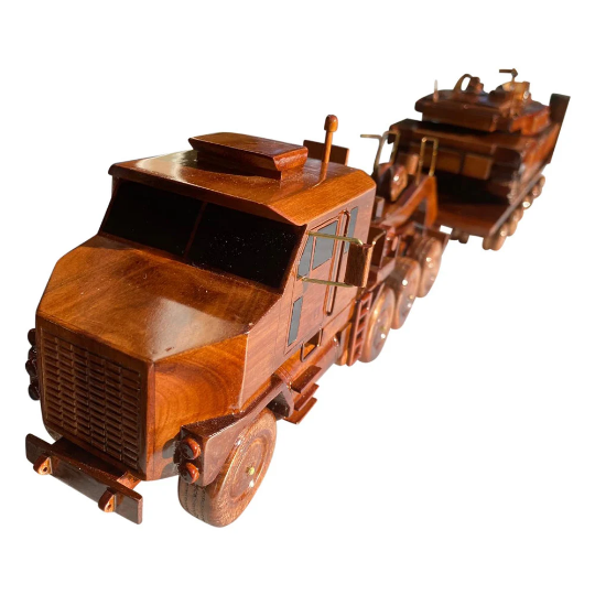 M1070 Combo with M1A1 tank Mahogany Wood Desktop Truck combo Model