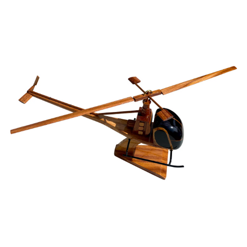 H23 Hiller Mahogany Wood Desktop Helicopter Model