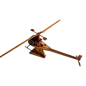 H23 Hiller Mahogany Wood Desktop Helicopter Model