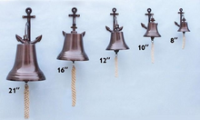 Load image into Gallery viewer, Antique Copper Hanging Anchor Bell 12&quot;&quot;