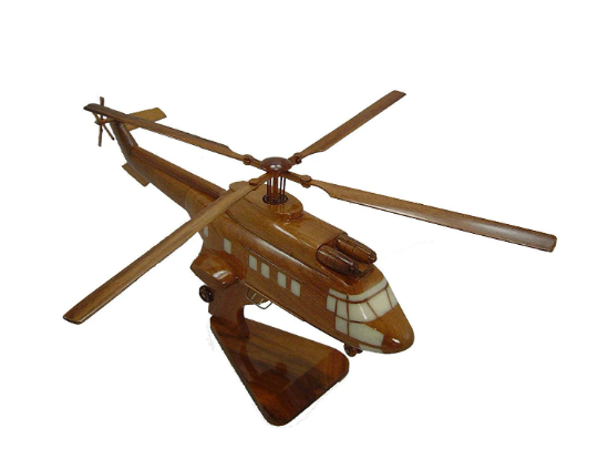 AB139 Mahogany Wood Desktop Helicopter Model