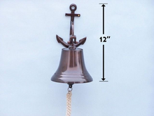 Load image into Gallery viewer, Antique Copper Hanging Anchor Bell 12&quot;&quot;