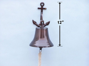 Antique Copper Hanging Anchor Bell 12""