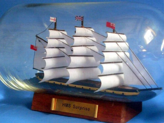 Master And Commander HMS Surprise Model Ship in a Glass Bottle 11""