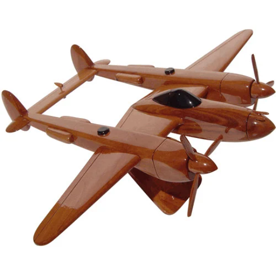 P38 Lightning Mahogany Wood Desktop Airplanes Model