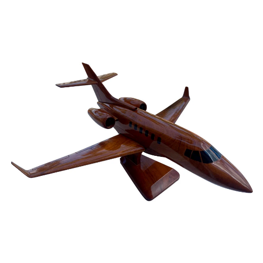 Beechcraft Hawker 800 Mahogany Wood Desktop Airplane Model