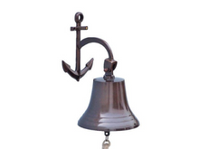Load image into Gallery viewer, Antique Copper Hanging Anchor Bell 12&quot;&quot;