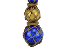Load image into Gallery viewer, Blue - Amber - Blue Japanese Glass Ball Fishing Floats with Brown Netting Decoration 11&quot;&quot;