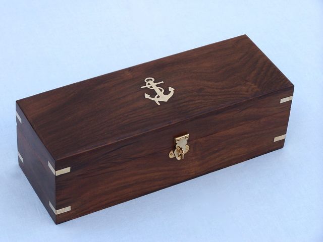 Deluxe Class Admiral Antique Brass Leather Spyglass Telescope 27" w/ Rosewood Box