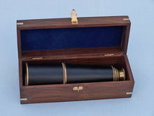 Load image into Gallery viewer, Deluxe Class Admiral Antique Brass Leather Spyglass Telescope 27&quot; w/ Rosewood Box