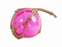 Load image into Gallery viewer, Pink Japanese Glass Ball Fishing Float With Brown Netting Decoration 12&quot;&quot;