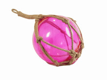 Load image into Gallery viewer, Pink Japanese Glass Ball Fishing Float With Brown Netting Decoration 12&quot;&quot;