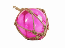 Load image into Gallery viewer, Pink Japanese Glass Ball Fishing Float With Brown Netting Decoration 12&quot;&quot;