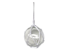 Load image into Gallery viewer, LED Lighted Clear Japanese Glass Ball Fishing Float with White Netting Decoration 6&quot;&quot;