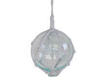 Load image into Gallery viewer, Clear Japanese Glass Ball Fishing Float With White Netting Decoration 6&quot;&quot;