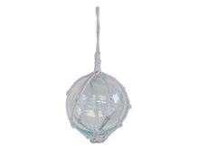 Load image into Gallery viewer, Clear Japanese Glass Ball Fishing Float With White Netting Decoration 6&quot;&quot;