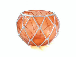 Orange Japanese Glass Fishing Float Bowl with Decorative White