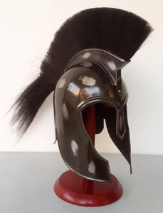 Medieval Achilles Troy Movie Prop Helmet Replica Costume with Wooden Stand