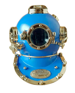 Blue diving helmet  scuba nautical mark V