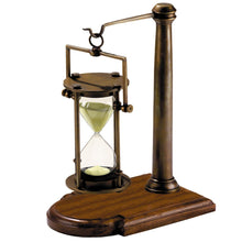Load image into Gallery viewer, Nautical Brass Hanging Sand Timer with Wooden Base Collectibles Decor Hourglass