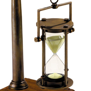 Nautical Brass Hanging Sand Timer with Wooden Base Collectibles Decor Hourglass