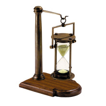 Load image into Gallery viewer, Nautical Brass Hanging Sand Timer with Wooden Base Collectibles Decor Hourglass