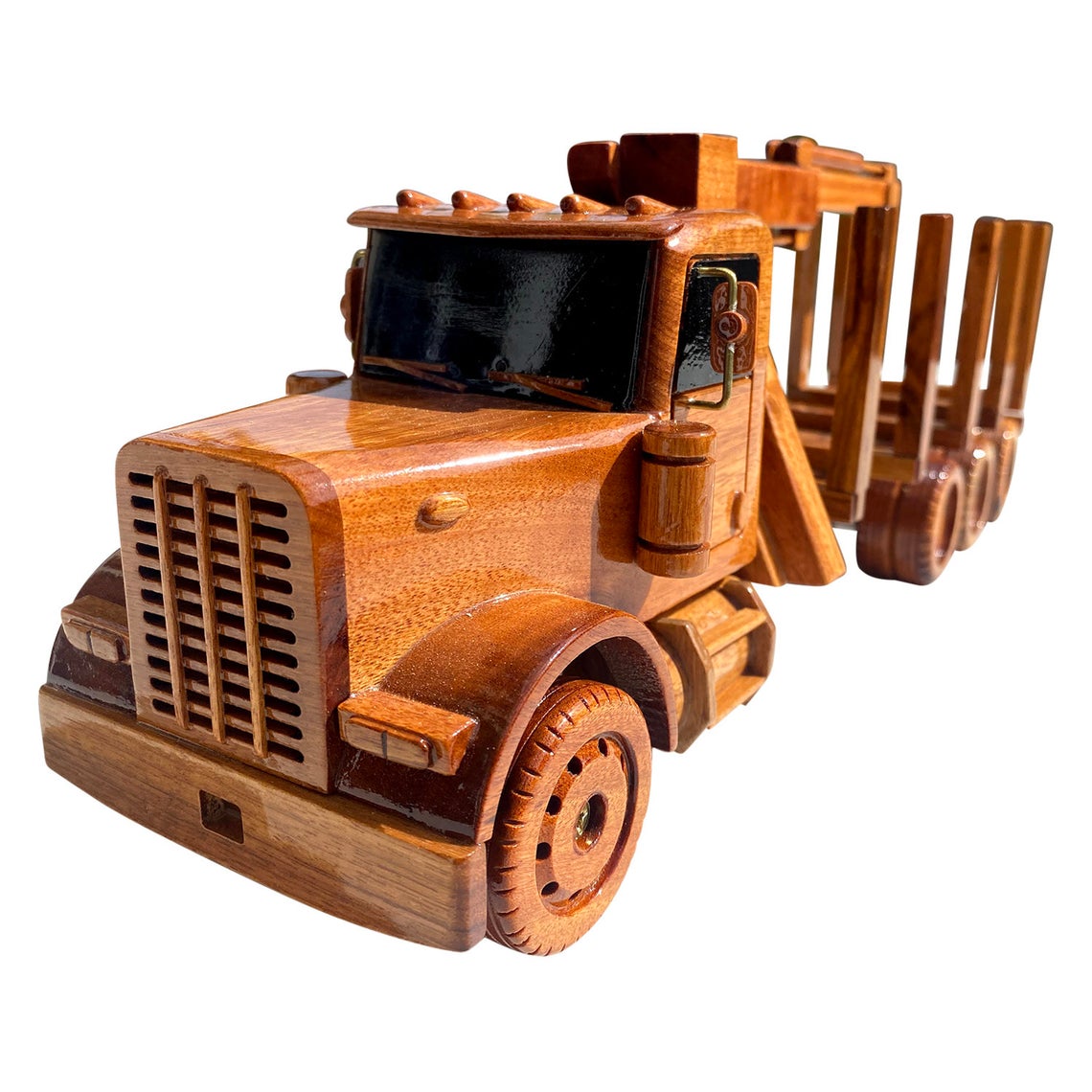 Log Carrier Combo Mahogany Wood Desktop  Truck Model
