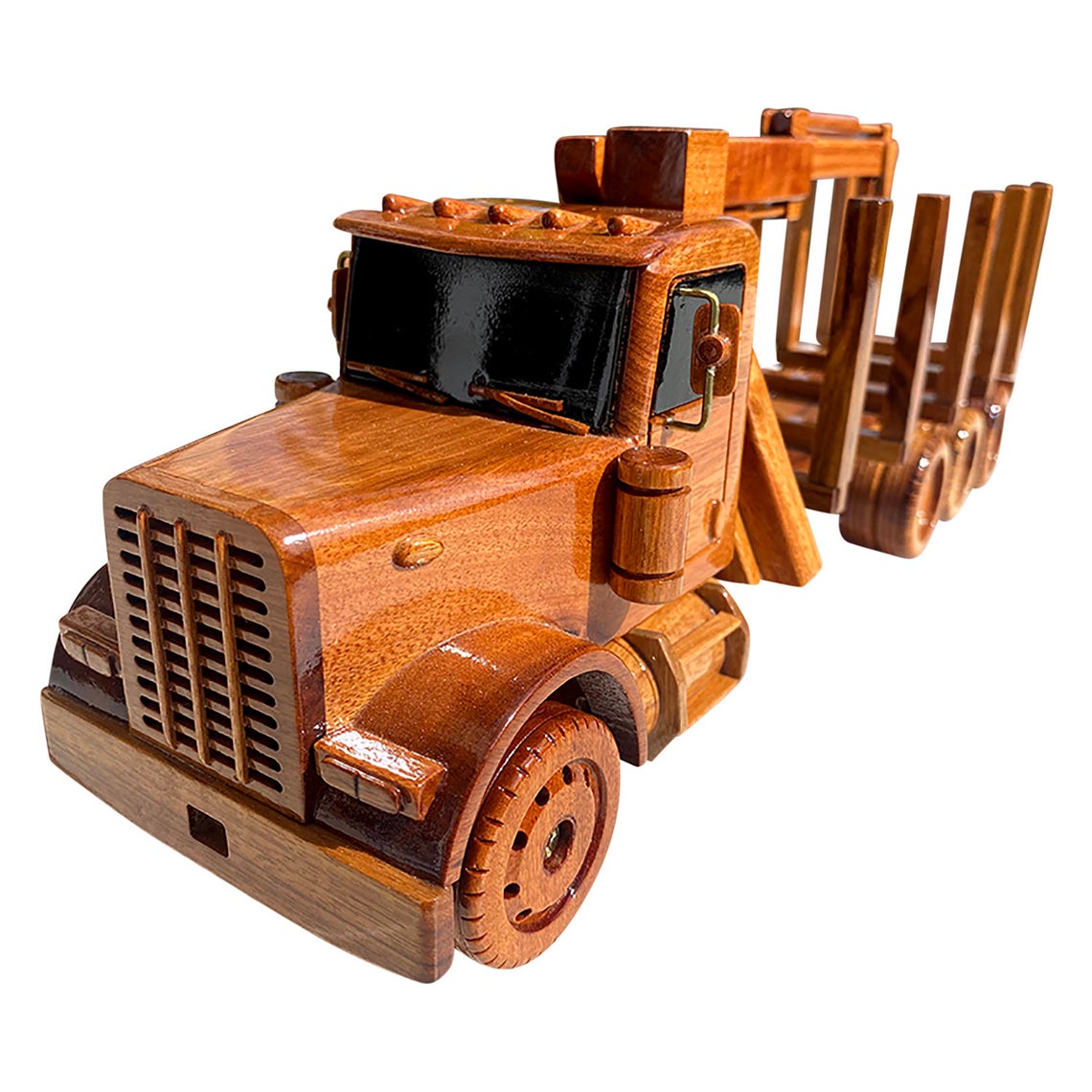 Log Carrier Combo Mahogany Wood Desktop  Truck Model