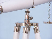Load image into Gallery viewer, Hampton Collection Chrome with White Leather Binoculars 62&quot;&quot;