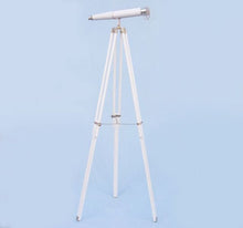 Load image into Gallery viewer, Hampton Collection Chrome with White Leather Binoculars 62&quot;&quot;