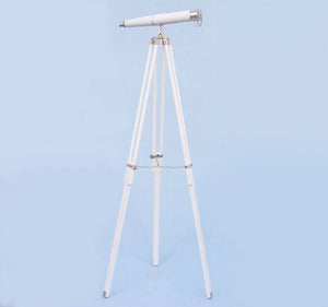 Hampton Collection Chrome with White Leather Binoculars 62""
