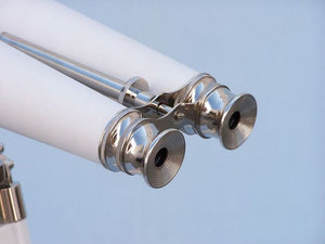 Hampton Collection Chrome with White Leather Binoculars 62""