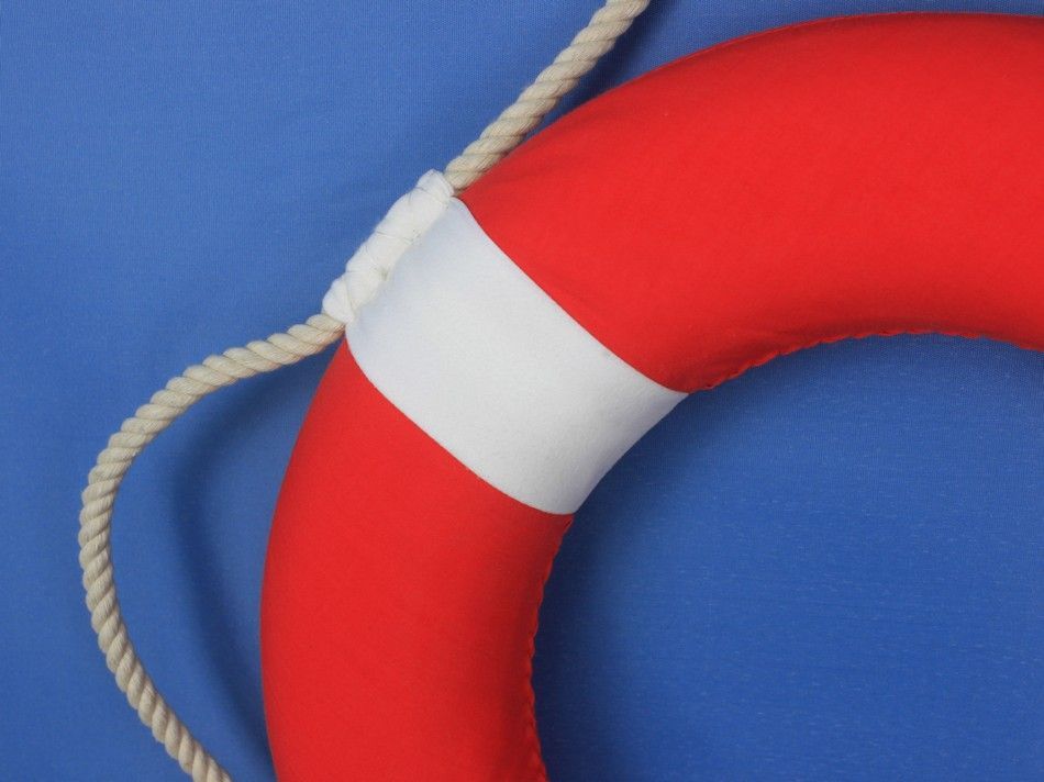 Vibrant Red Decorative Lifering with White Bands 15""
